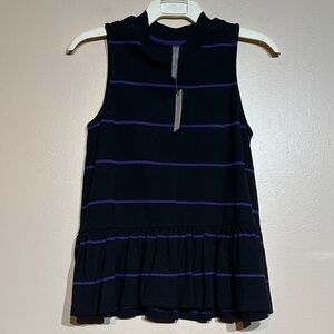 Anthropologie Black and Purple Striped top